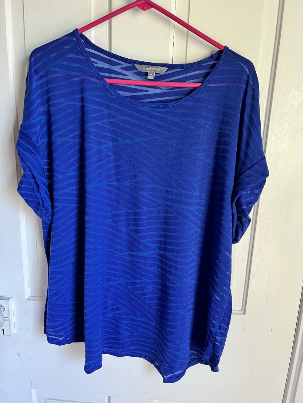 Daisy Fuentes Women’s Royal Blue Short Sleeve Scoop Neck Top size 1XL